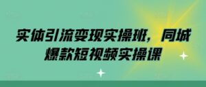 实体引流变现实操班,同城爆款短视频实操课-中创网_分享创业项目_助您在家赚钱