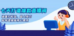 七天打造爆款直播间:涵盖打标签、留人技巧、起号逻辑等核心要点-中创网_分享创业项目_助您在家赚钱