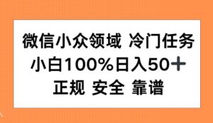 微信小众领域冷门特定任务，小白100%日入50+，正规安全靠谱-中创网_分享创业项目_助您在家赚钱