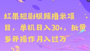 红果短剧撸米，无脑挂JI项目，单机日入30米，可批量复制操作-中创网_分享创业项目_助您在家赚钱