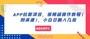 APP拉新项目，保姆级操作教程(附渠道)，小白日躺入几张【揭秘】-中创网_分享创业项目_助您在家赚钱