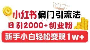 小红书偏门引流法,日引200+创业粉,新手小白轻松变现-中创网_分享创业项目_助您在家赚钱