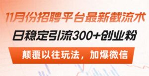 （13309期）招聘平台最新截流术，日稳定引流300+创业粉，颠覆以往玩法 加爆微信-中创网_分享创业项目_助您在家赚钱