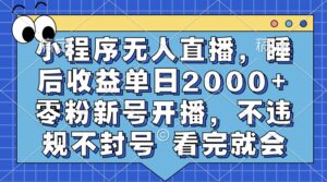 (13251期)小程序无人直播,睡后收益单日2000+ 零粉新号开播,不违规不封号 看完就会-中创网_分享创业项目_助您在家赚钱