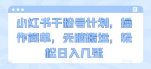 小红书千粉号计划，操作简单，无脑搬运，轻松日入几张-中创网_分享创业项目_助您在家赚钱