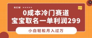 0成本冷门赛道,宝宝取名一单利润299,小白轻松月入过万-中创网_分享创业项目_助您在家赚钱