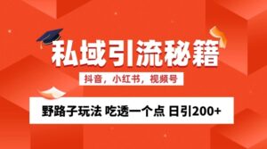 私域流量的精准化获客方法 野路子玩法 吃透一个点 日引200+ 【揭秘】-中创网_分享创业项目_助您在家赚钱
