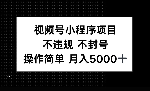 视频号小程序项目，不违规不封号，操作简单 月入5000+-中创网_分享创业项目_助您在家赚钱