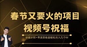春节又要火的项目视频号祝福，分成计划+带货双收益，轻松月入几个W【揭秘】-中创网_分享创业项目_助您在家赚钱