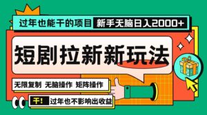 (13656期)过年也能干的项目,2024年底最新短剧拉新新玩法,批量无脑操作日入2000+!-中创网_分享创业项目_助您在家赚钱