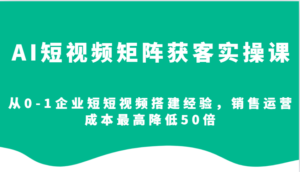AI短视频矩阵获客实操课,从0-1企业短短视频搭建经验,销售运营成本最高降低50倍-中创网_分享创业项目_助您在家赚钱