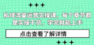 私域流量运营实操课,每个章节都是实操干货,学完就能上手-中创网_分享创业项目_助您在家赚钱