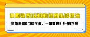 外面收费1680的短剧私域玩法,全新思路0门槛可做,一单变现9.9-99不等-中创网_分享创业项目_助您在家赚钱