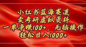 小红书蓝海赛道,卖考研虚拟资料,一单净挣100+,无脑操作-中创网_分享创业项目_助您在家赚钱