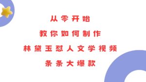 （13822期）从零开始，教你如何制作林黛玉怼人文学视频！条条大爆款！-中创网_分享创业项目_助您在家赚钱