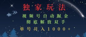 独家视频号自动掘金，单机保底月入1k，解放双手，懒人必备-中创网_分享创业项目_助您在家赚钱
