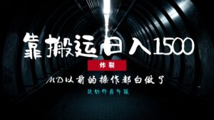 （13568期）炸裂！0基础搬运也能批量日赚1500+，以前的操作都白做了！-中创网_分享创业项目_助您在家赚钱