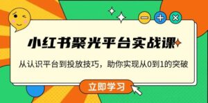 小红书聚光平台实战课,从认识平台到投放技巧,助你实现从0到1的突破-中创网_分享创业项目_助您在家赚钱