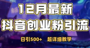 最新公开：12月份抖音日引500+创业粉秘籍-中创网_分享创业项目_助您在家赚钱