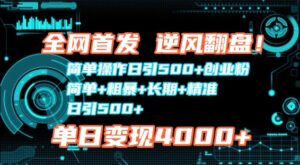 全网首发,简单操作日引500+创业粉,简单+粗暴+长期+精准-中创网_分享创业项目_助您在家赚钱