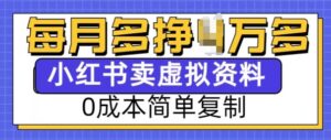 小红书虚拟资料项目,0成本简单复制,每个月多挣1W【揭秘】-中创网_分享创业项目_助您在家赚钱