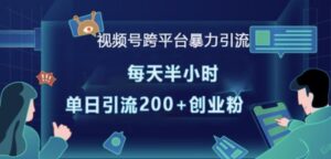 视频号跨平台暴力引流,每天半小时,单日引流200+精准创业粉-中创网_分享创业项目_助您在家赚钱