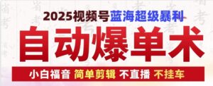 2025视频号蓝海超级暴利自动爆单术1.0 ,小白褔音 简单剪辑 不直播 不挂车-中创网_分享创业项目_助您在家赚钱