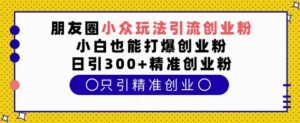 朋友圈小众玩法引流创业粉,小白也能打爆创业粉,日引300+精准创业粉【揭秘】-中创网_分享创业项目_助您在家赚钱
