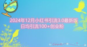 2024年12月小红书引流最新版，日均引流100+创业粉-中创网_分享创业项目_助您在家赚钱