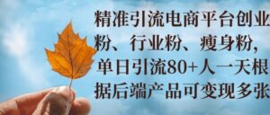 小投资撬动大收益，精准引流创业粉、行业粉，单日引流80+，一天可变现多张-中创网_分享创业项目_助您在家赚钱
