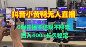DY小黄鸭无人直播，0粉开播不违规不限流 日入4张，长久稳定-中创网_分享创业项目_助您在家赚钱