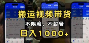 小白必看搬运视频带货玩法，不限流，不封号，纯自然流，日入1000+-中创网_分享创业项目_助您在家赚钱