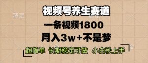 (13564期)视频号养生赛道,一条视频1800,超简单,长期稳定可做,月入3w+不是梦-中创网_分享创业项目_助您在家赚钱