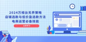 （13633期）2024万相台无界策略，店铺选款与低价盈选款方法，电商运营必备技能-中创网_分享创业项目_助您在家赚钱