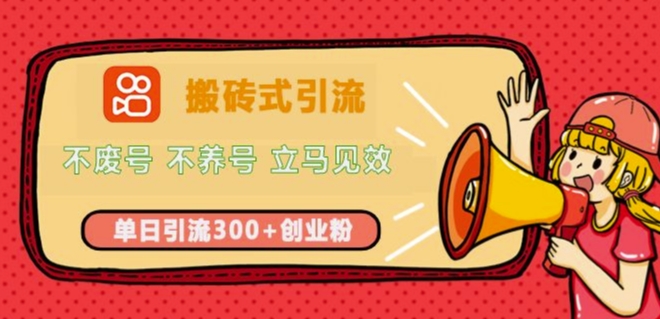 快手搬砖式引流，不废号，不养号，立马见效，单日引流300+精准创业粉-中创网_分享创业项目_助您在家赚钱