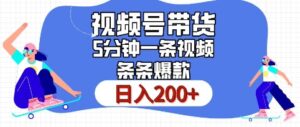 视频号橱窗带货,日入200+,条条火爆简单制作,一条视频5分钟搞定-中创网_分享创业项目_助您在家赚钱