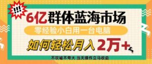 6亿群体蓝海市场,零经验小白用一台电脑,如何轻松月入过w【揭秘】-中创网_分享创业项目_助您在家赚钱