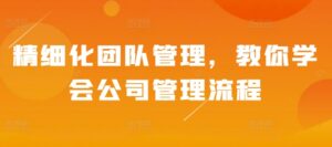 精细化团队管理,教你学会公司管理流程-中创网_分享创业项目_助您在家赚钱