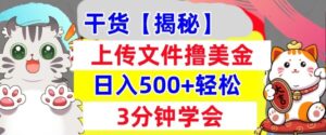 上传文件撸美金,新项目0门槛,3分钟学会,日入几张,真正被动收入-中创网_分享创业项目_助您在家赚钱