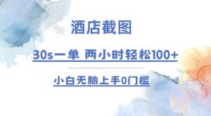 酒店截图 30s一单  2小时轻松100+ 小白无脑上手0门槛【仅揭秘】-中创网_分享创业项目_助您在家赚钱