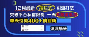 12月最新“摆烂式”引流打法,突破平台私信限制,一天无限发私信,单天引流400+创业粉-中创网_分享创业项目_助您在家赚钱