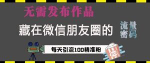 藏在微信朋友圈的流量密码,无需发布作品,单日引流100+精准创业粉【揭秘】-中创网_分享创业项目_助您在家赚钱
