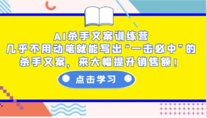 AI杀手文案训练营：几乎不用动笔就能写出“一击必中”的杀手文案，来大幅提升销售额！-中创网_分享创业项目_助您在家赚钱
