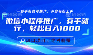 (13709期)微信小程序推广,有手就行,轻松日入1000+-中创网_分享创业项目_助您在家赚钱