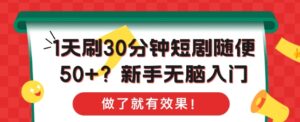 1天刷30分钟短剧随便50+?新手无脑入门,做了就有效果!-中创网_分享创业项目_助您在家赚钱