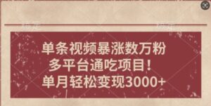 一条作品涨万粉,轻松上手,单月简单变现3000+-中创网_分享创业项目_助您在家赚钱
