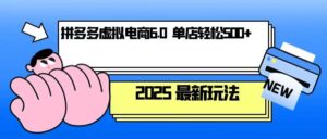拼多多虚拟电商,单人操作10家店,单店日盈利500+-中创网_分享创业项目_助您在家赚钱
