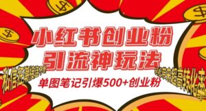 小红书创业粉引流神玩法,单图笔记引爆500+精准创业粉丝,私信狂潮接连不断-中创网_分享创业项目_助您在家赚钱