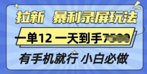 拉新暴利录屏玩法,一单12块,有手机就行,小白必做-中创网_分享创业项目_助您在家赚钱