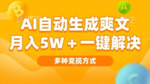 AI自动生成爽文 月入过w+一键解决 多种变现方式 看完就会-中创网_分享创业项目_助您在家赚钱